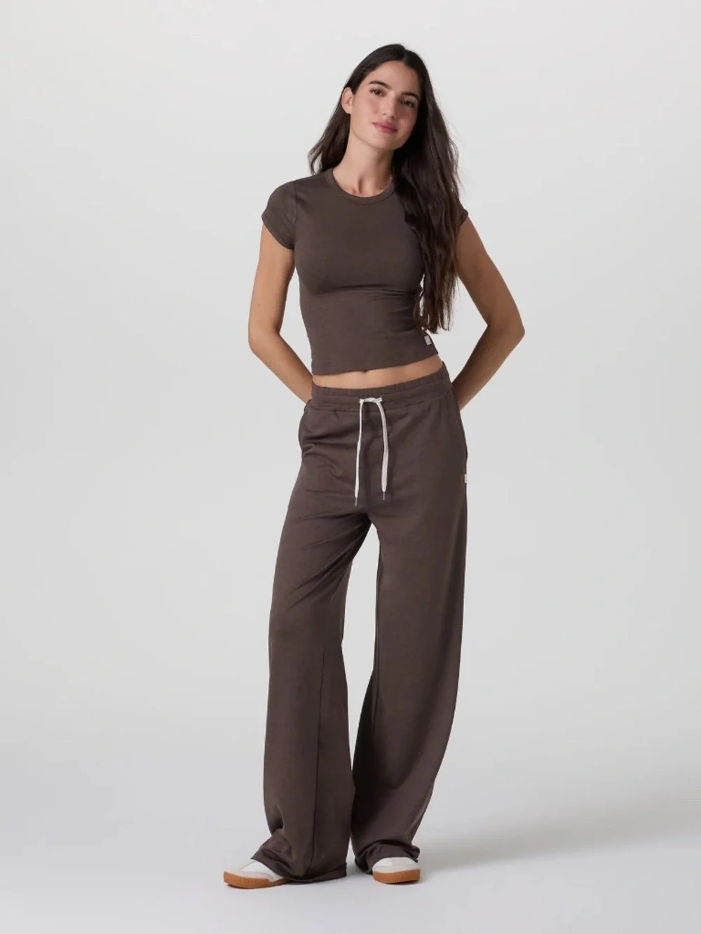 Vuori Halo Essential Wideleg Pant Regular Length in Java Heather size Large NEW - Picture 1 of 6